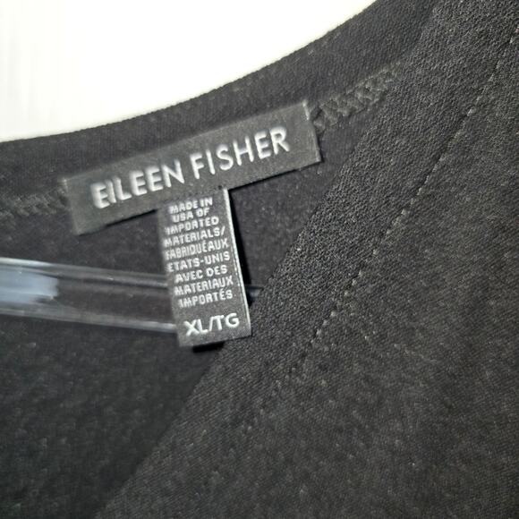 Eileen Fisher Stretch Crepe Sleeveless Black V Neck Jumpsuit XL - Picture 4 of 7
